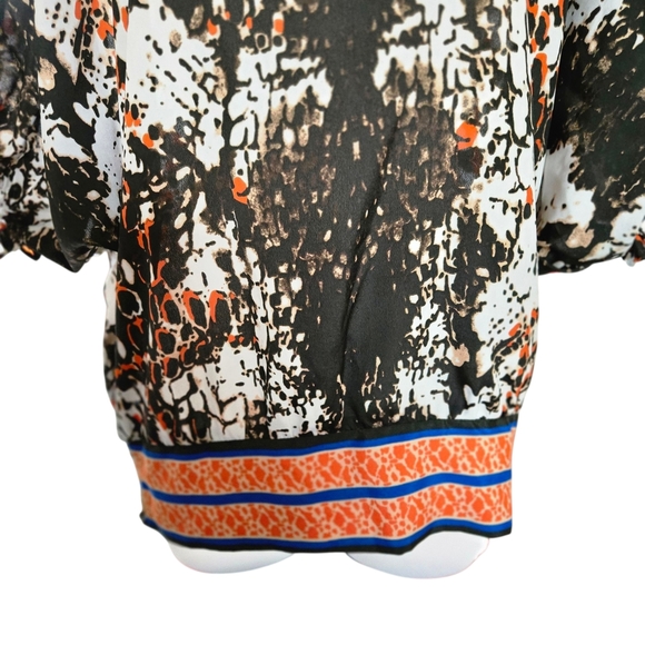 ECI Women's Black and Orange Abstract Blouse - Picture 5 of 10